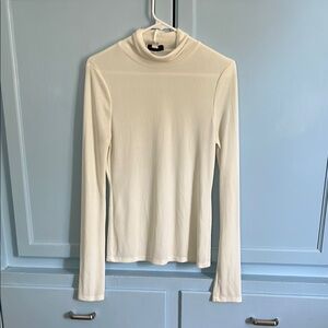 Topshop Cream Fitted Long Sleeve Tee